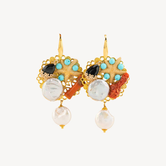Elegant Bronze Earrings with Gemstones and Crystals – Model 15