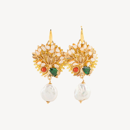 Elegant Bronze Earrings with Gemstones and Crystals - Model 16