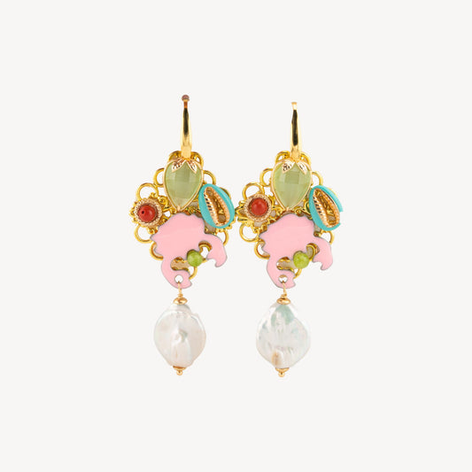 Elegant Bronze Earrings with Stones and Crystals - Model 19