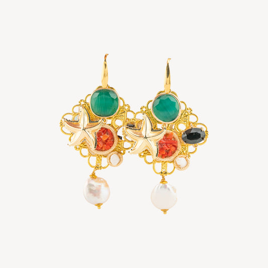 Elegant Bronze Earrings with Stones and Crystals – Model 21
