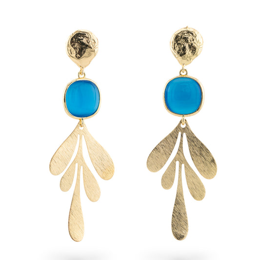 Elegant Bronze Cat's Eye Cabochon Stud Earrings - Unique Style and Celestial Brilliance