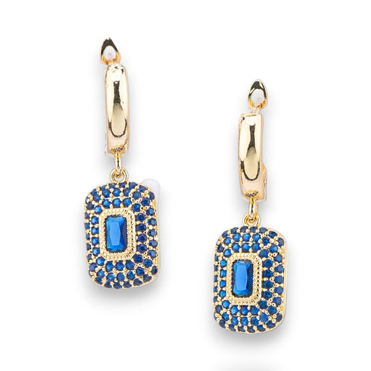 Elegant Bronze Earrings with Pavé Zircon Pendant and 10x32mm Light Point