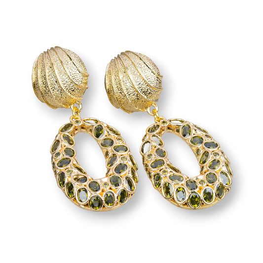 Olivine Green Elegance Stud Earrings with Brilliant Zirconia